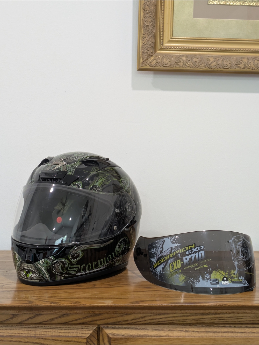 Scorpion EXO-R710 Black & Green (Illuminati) Full-Face Motorcycle Helmet